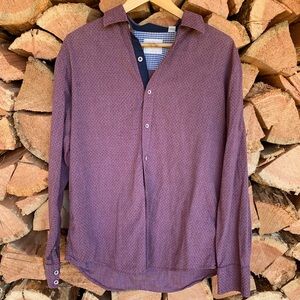 Men's‎ Large Cotton Mauve Button Down Shirt Age Of Wisdom Slim Fit Formal Career